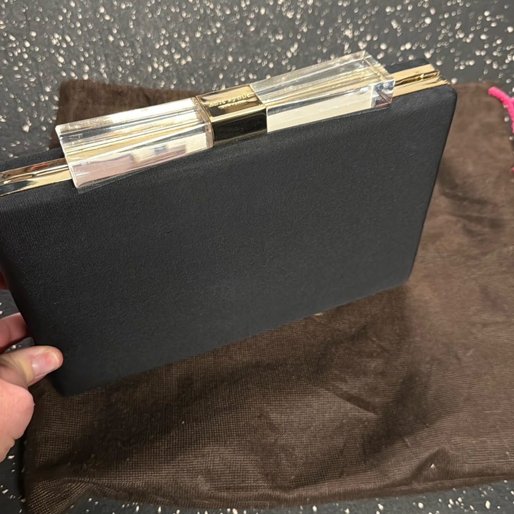 kate spade Black Clutch with Gold & Clear Accent